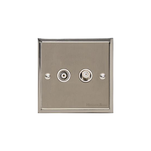 Elite Stepped Plate Range Satin Nickel Switches & Sockets, S05 - TV/Satellite Socket by Heritage Brass By M-Marcus