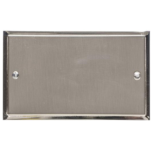 Elite Stepped Plate Range Satin Nickel Switches & Sockets, S05 - Double Blank Plate by Heritage Brass By M-Marcus