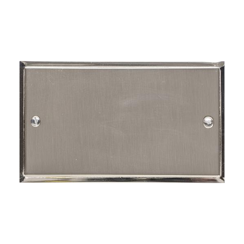 Elite Stepped Plate Range Satin Nickel Switches & Sockets, S05 - Double Blank Plate by Heritage Brass By M-Marcus