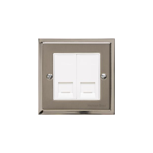 Elite Stepped Plate Range Satin Nickel Switches & Sockets, S05 - 2 Gang RJ45 by Heritage Brass By M-Marcus