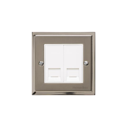 Elite Stepped Plate Range Satin Nickel Switches & Sockets, S05 - 2 Gang RJ45 by Heritage Brass By M-Marcus