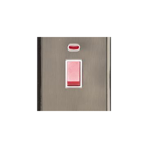 Elite Stepped Plate Range Satin Nickel Switches & Sockets, S05 - 45A DP Cooker Switch with Neon (tall plate) by Heritage Brass By M-Marcus