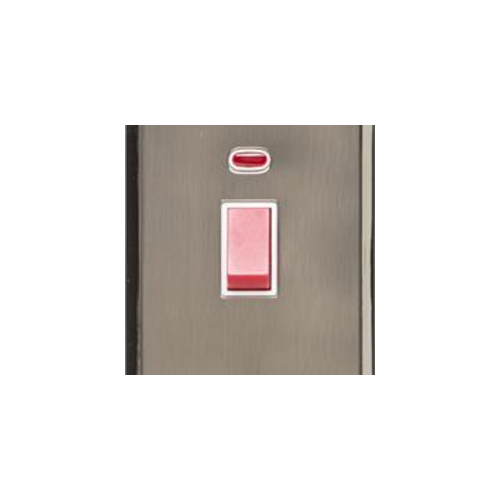 Elite Stepped Plate Range Satin Nickel Switches & Sockets, S05 - 45A DP Cooker Switch with Neon (tall plate) by Heritage Brass By M-Marcus