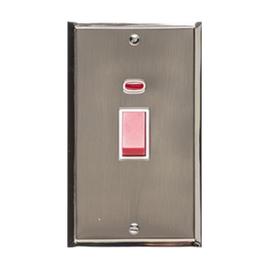 Elite Stepped Plate Range Satin Nickel Switches & Sockets, S05 - 45A DP Cooker Switch with Neon (tall plate) by Heritage Brass By M-Marcus