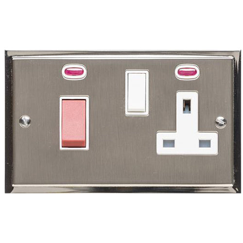 Elite Stepped Plate Range Satin Nickel Switches & Sockets, S05 - 45A Cooker Unit + 13A Socket by Heritage Brass By M-Marcus