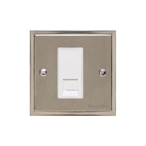 Elite Stepped Plate Range Satin Nickel Switches & Sockets, S05 - 1 Gang CAT6 by Heritage Brass By M-Marcus