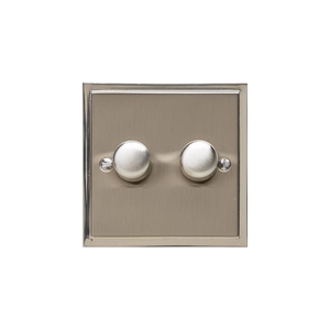Elite Stepped Plate Range Satin Nickel Switches & Sockets, S05 - 2 Gang Dimmer 250 watts (Compatible with halogen/ incandescent bulbs) by Heritage Brass By M-Marcus