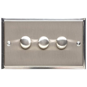 Elite Stepped Plate Range Satin Nickel Switches & Sockets, S05 - 3G Multi Location Secondary Dimmer by Heritage Brass By M-Marcus