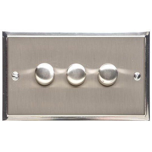 Elite Stepped Plate Range Satin Nickel Switches & Sockets, S05 - 3G Multi Location Secondary Dimmer by Heritage Brass By M-Marcus