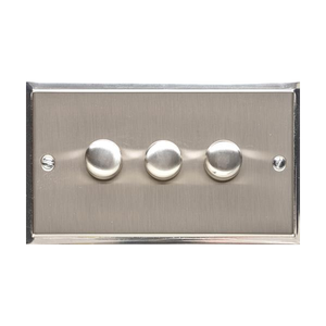 Elite Stepped Plate Range Satin Nickel Switches & Sockets, S05 - 3 Gang Dimmer 400 watts (Compatible with halogen/ incandescent bulbs) by Heritage Brass By M-Marcus