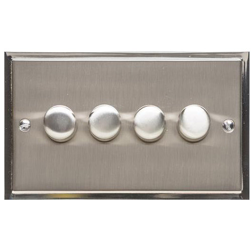 Elite Stepped Plate Range Satin Nickel Switches & Sockets, S05 - 4 Gang Dimmer 400 watts(Compatible with halogen/ incandescent bulbs) by Heritage Brass By M-Marcus