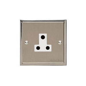 Elite Stepped Plate Range Satin Nickel Switches & Sockets, S05 - 5 Amp 3 Round Pin Socket by Heritage Brass By M-Marcus