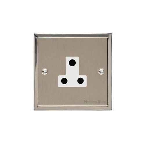 Elite Stepped Plate Range Satin Nickel Switches & Sockets, S05 - 5 Amp 3 Round Pin Socket by Heritage Brass By M-Marcus