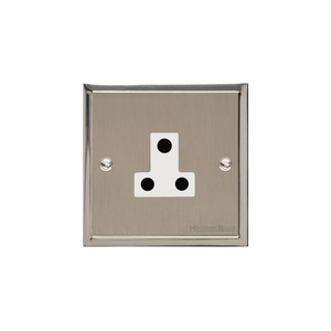 Elite Stepped Plate Range Satin Nickel Switches & Sockets, S05 - 5 Amp 3 Round Pin Socket by Heritage Brass By M-Marcus