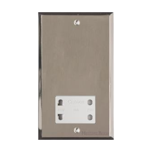 Elite Stepped Plate Range Satin Nickel Switches & Sockets, S05 - Shaver Socket Output Voltage 110/240V by Heritage Brass By M-Marcus