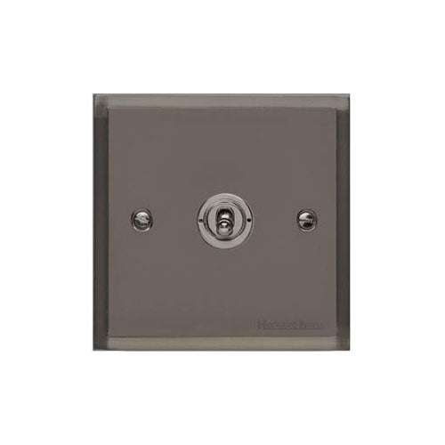 Elite Stepped Plate Range Polished Black Nickel Switches & Sockets, S06 - 1 Gang Intermediate Toggle Switch by Heritage Brass By M-Marcus