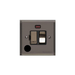 Elite Stepped Plate Range Polished Black Nickel Switches & Sockets, S06 - Switched Spur with Neon + Cord (13 Amp) by Heritage Brass By M-Marcus