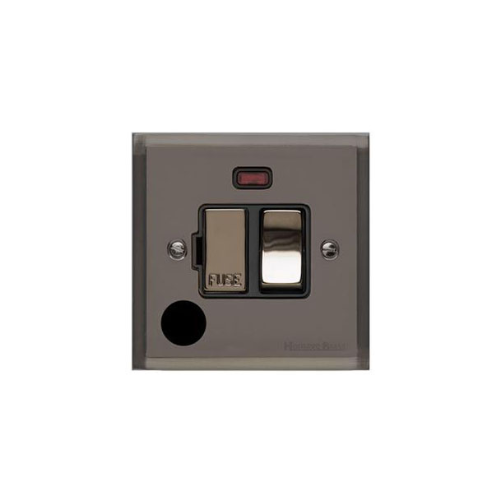 Elite Stepped Plate Range Polished Black Nickel Switches & Sockets, S06 - Switched Spur with Neon + Cord (13 Amp) by Heritage Brass By M-Marcus