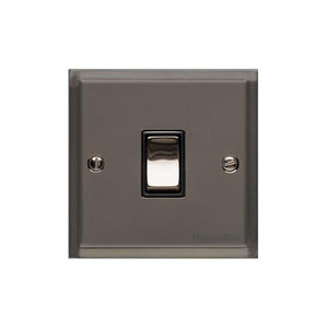 Elite Stepped Plate Range Polished Black Nickel Switches & Sockets, S06 - 1 Gang Intermediate Rocker Switch by Heritage Brass By M-Marcus