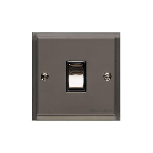 Elite Stepped Plate Range Polished Black Nickel Switches & Sockets, S06 - 1 Gang Intermediate Rocker Switch by Heritage Brass By M-Marcus