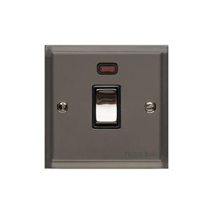 Elite Stepped Plate Range Polished Black Nickel Switches & Sockets, S06 - 20A Double Pole Switch with Neon by Heritage Brass By M-Marcus