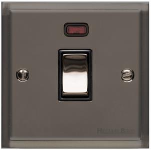Elite Stepped Plate Range - Polished Black Nickel - 20 Amp DP Switch with Neon