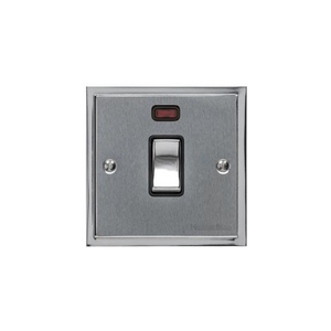 Elite Stepped Plate Range Satin Chrome Switches & Sockets, S03 - 20A Double Pole Switch with Neon by Heritage Brass By M-Marcus