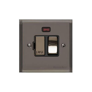 Elite Stepped Plate Range Polished Black Nickel Switches & Sockets, S06 - Switched Spur with Neon (13 Amp) by Heritage Brass By M-Marcus