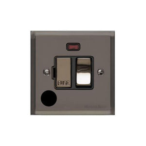 Elite Stepped Plate Range Polished Black Nickel Switches & Sockets, S06 - Switched Spur with Neon + Cord (13 Amp) by Heritage Brass By M-Marcus