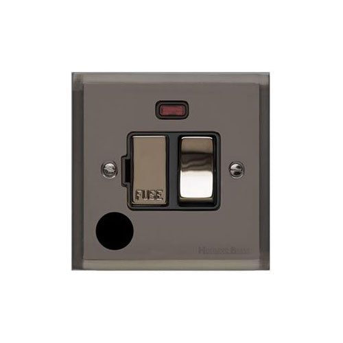 Elite Stepped Plate Range Polished Black Nickel Switches & Sockets, S06 - Switched Spur with Neon + Cord (13 Amp) by Heritage Brass By M-Marcus