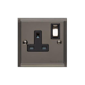 Elite Stepped Plate Range Polished Black Nickel Switches & Sockets, S06 - Single Socket (13 Amp) by Heritage Brass By M-Marcus