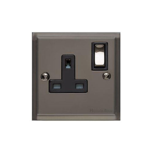Elite Stepped Plate Range Polished Black Nickel Switches & Sockets, S06 - Single Socket (13 Amp) by Heritage Brass By M-Marcus