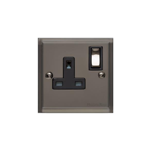 Elite Stepped Plate Range Polished Black Nickel Switches & Sockets, S06 - Single Socket (13 Amp) by Heritage Brass By M-Marcus