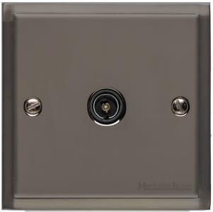 Elite Stepped Plate Range - Polished Black Nickel - 1 Gang Non-Isolated TV Coaxial Socket