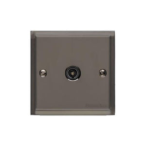 Elite Stepped Plate Range Polished Black Nickel Switches & Sockets, S06 - 1 Gang Isolated TV Coaxial Socket by Heritage Brass By M-Marcus