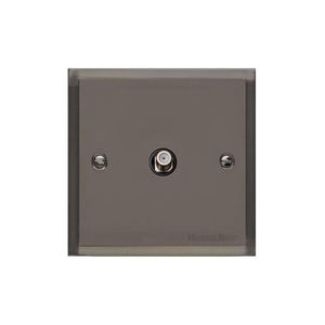 Elite Stepped Plate Range Polished Black Nickel Switches & Sockets, S06 - 1 Gang Satellite Socket by Heritage Brass By M-Marcus