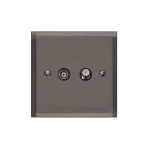 Elite Stepped Plate Range Polished Black Nickel Switches & Sockets, S06 - TV/Satellite Socket by Heritage Brass By M-Marcus
