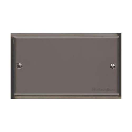 Elite Stepped Plate Range Polished Black Nickel Switches & Sockets, S06 - Double Blank Plate by Heritage Brass By M-Marcus