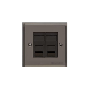 Elite Stepped Plate Range Polished Black Nickel Switches & Sockets, S06 - 2 Gang RJ45 by Heritage Brass By M-Marcus