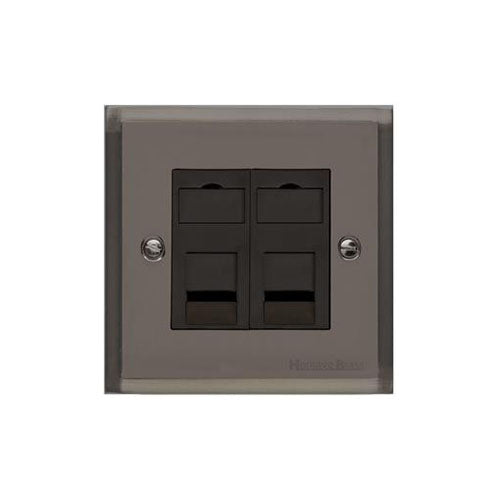 Elite Stepped Plate Range Polished Black Nickel Switches & Sockets, S06 - 2 Gang RJ45 by Heritage Brass By M-Marcus