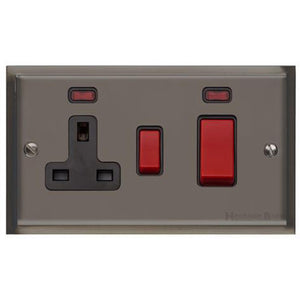 Elite Stepped Plate Range Polished Black Nickel Switches & Sockets, S06 - 45A Cooker Unit + 13A Socket by Heritage Brass By M-Marcus