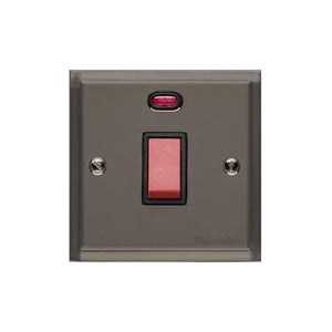 Elite Stepped Plate Range Polished Black Nickel Switches & Sockets, S06 - 45A DP Cooker Switch with Neon (single plate) by Heritage Brass By M-Marcus