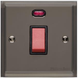 Elite Stepped Plate Range - Polished Black Nickel - 45A Switch with Neon (single plate)