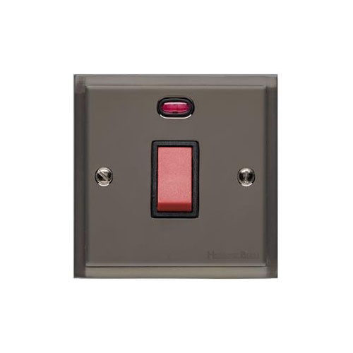 Elite Stepped Plate Range Polished Black Nickel Switches & Sockets, S06 - 45A DP Cooker Switch with Neon (single plate) by Heritage Brass By M-Marcus