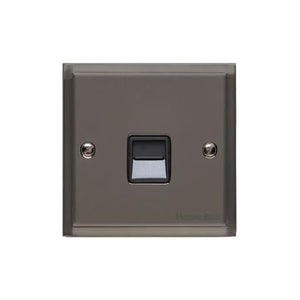Elite Stepped Plate Range Polished Black Nickel Switches & Sockets, S06 - 1 Gang Master Line Socket by Heritage Brass By M-Marcus