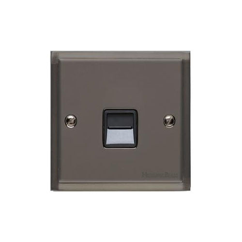 Elite Stepped Plate Range Polished Black Nickel Switches & Sockets, S06 - 1 Gang Master Line Socket by Heritage Brass By M-Marcus