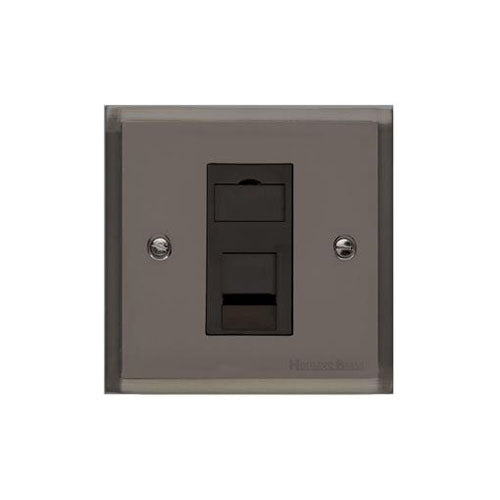 Elite Stepped Plate Range Polished Black Nickel Switches & Sockets, S06 - 1 Gang RJ11 by Heritage Brass By M-Marcus