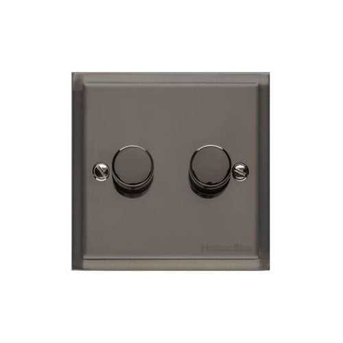 Elite Stepped Plate Range Polished Black Nickel Switches & Sockets, S06 - 2 Gang Dimmer 250 watts (Compatible with halogen/ incandescent bulbs) by Heritage Brass By M-Marcus