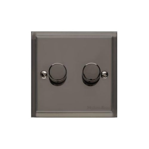 Elite Stepped Plate Range Polished Black Nickel Switches & Sockets, S06 - 2G Multi Location Secondary Dimmer by Heritage Brass By M-Marcus