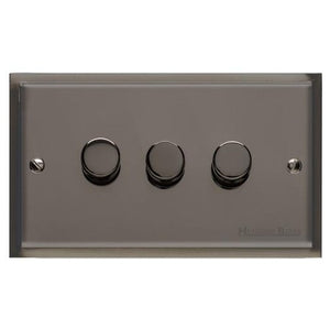Elite Stepped Plate Range Polished Black Nickel Switches & Sockets, S06 - 3G Multi Location Secondary Dimmer by Heritage Brass By M-Marcus